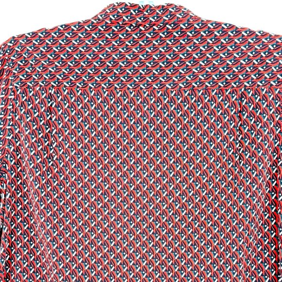 Shaquille O'Neal XLG Men's Multi Geo Linen Blend Red/Navy Woven Shirt Sz 4XL NWT - Picture 4 of 8